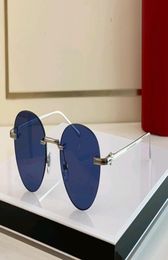 0331s Rimless Round Sunglasses Silver Blue Lens 18K Frame Sunnies Women Men Summer Fashion Sun Glasses Shades UV400 Eyewear5143267