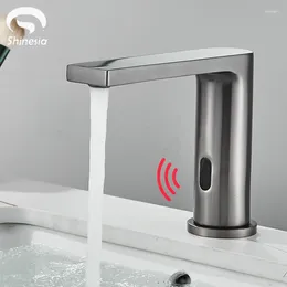 Kitchen Faucets Shinesia Gray/Black Touch Sensor Basin Deck Mounted Bathroom Sink Mixer Tap And Cold Water Short Or High