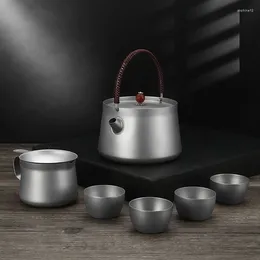 Teaware Sets Pure Titanium High-grade Tea Set Tiliang Pear Kettle Household Outdoor Travel Portable