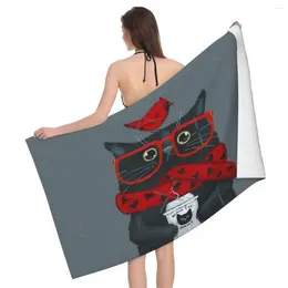 Towel Morning Coffee With A Cardinal 80x130cm Bath Microfibre Fabrics For Pool Souvenir Gift