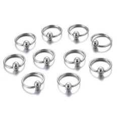 10Pcsset Nose Ring piercing body Jewellery Steel Hoop Ring Closure For Lip Ear Nose silver plated Ball Body Jewelry7884501