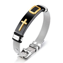 Men Bracelets Hand Chains Designer Bracelet Fashion Stainless Steel Watch Chain for Mens Cross Bracelet Gold Silver Black