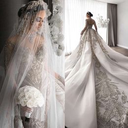 Affascinanti abiti da sposa sirena di appliques 3d appliques perle in pizzo per perle abito cappella abito con cerniera da sposa fatta da sposa rotta fatta dallo speciale