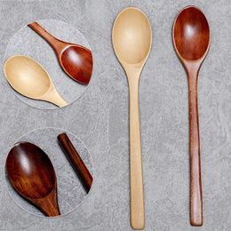 Coffee Scoops 1pc Solid Wooden Spoon Kitchen Utensil Liquid Mixing Honey Sauce Long Handle