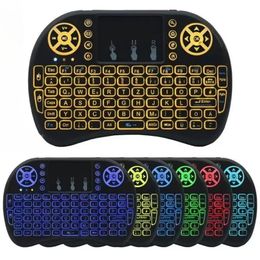 Colorful Backlight English Russian 2.4G Air Mouse Remote Touchpad for Android TV Box PC I8 Mini Wireless Keyboard
