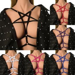 Bras Underwear Woman Pentagram Punk Harness Cage Bra Sexy Pastel Goth Body Harajuku Black Bondage Lingerie