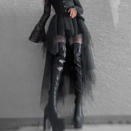 Skirts High Waist Irregular Sexy Slim Skirt Harajuku Gothic Mesh Women 2024 Y2k E-girl Alternative Indie Clubwear Female