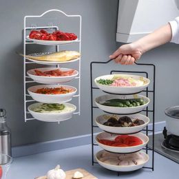 Kitchen Storage Household Side Dish Tool Rack Floor Mounted Portable Wall Multi-layer