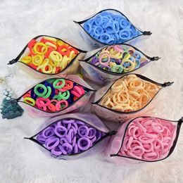 Hair Accessories 50 pieces/batch of candy Coloured elastic childrens headbands mini rubber bands childrens double ponytail headbands girl headbands d240520