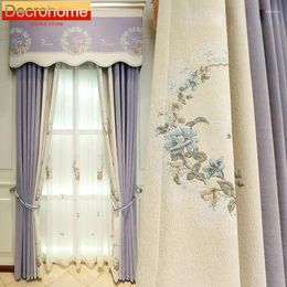 Curtain Customised Purple Embroidered Window Screen Jacquard Chenille Patchwork Thickened Curtains For Living Room Bedroom French