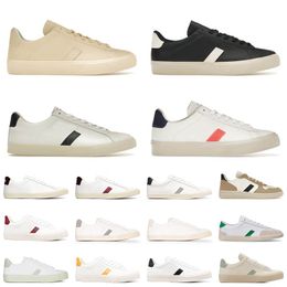 2024 Top Quality Platform Low Vejasneakers Designer Casual Shoes Black White Leather Loafers Orange Yellow Light Blue Men Women Flat Trainers Sneakers