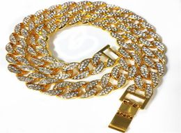Hip Hop Bling Fashion Chains Jewelry Mens Gold Silver Miami Cuban Link Chain Necklaces Diamond Iced Out Chian Necklaces2135405