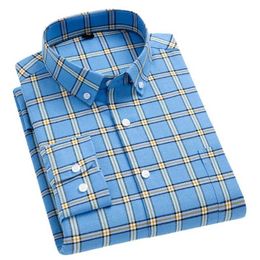 Men's Dress Shirts New Mens Casual Shirt Long Slved Striped Oxford Regular Fit Male Social Business Turn Down Collar Dress Shirt Fashion Brand Y240514