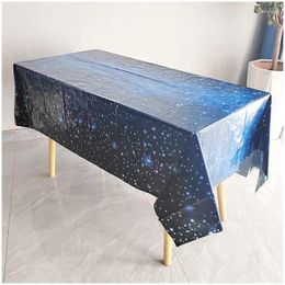 Table Cloth Print Cover Dark Night Universe Star Sky Blue Colour Shine Birthday Party Holiday Festival Celebration Decoration