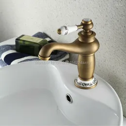 Bathroom Sink Faucets GIZERO Blue And White Porcelain Antique Basin Mixer Ceramic Base Cold Water Faucet Vessel Taps GI24
