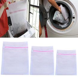 Laundry Bags 3 Size Basket For Washing Machines Polyester Mesh Bag Lingerie Bra Zippered Bathroom Accessories Foldable