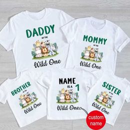 Family Matching Outfits Zoo Animal Party Mom Dad Daughter Son Matching Birthday Tshirt Clothes Kids Shirt Party Girls TShirt Children Outfit Custom Name T240513