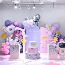 Party Decoration 131 DIY Outerspace Balloon Arch Purple Pink To The Moon Space Baby Shower Blast Off Birthday First Trip Around Sun
