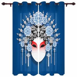 Curtain Blue Traditional Chinese Opera Modern Curtains For Living Room Home Decoration El Drapes Bedroom Fancy Window Treatments