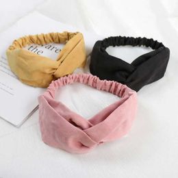 Hair Accessories Vintage Children Headband Turban Elastic Cross Knot Hairband Girls Hair Accessories Soft Suede Solid Color Kids Hair Bands