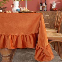 Table Cloth Solid Color Velvet Dinning Tablecloth With Flounce American Vintage Rectangular Cover Home Dining Room Elegant