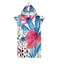 Towel Colourful Summer Tropical Leaves Pattern Outdoor Adult Hooded Beach Poncho Bathrobe Towels Women Man AHT4