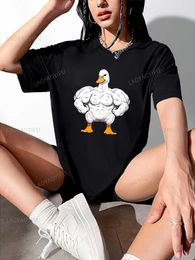 Men's T-Shirts Funny Duck Print Casual Sports Printed T-shirt Woman Cotton Round Neck Running Short Slves Tops Womens Activewear T240510