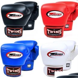 Protective Gear 8 10 12 14 Oz Twins Gloves Kick Boxing Leather Pu Sanda Sandbag Training Black Men Women Guantes Muay Thai284236U Drop Ot6Jx