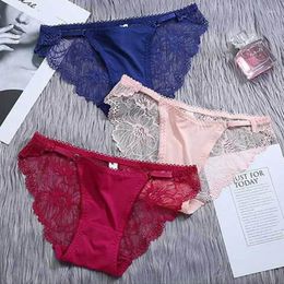 Women's Panties Lace Ice Silk Seamless Underwear Female Mesh Transparent Briefs Low-Rise Ladies Thin Breathable Woman Lingerie