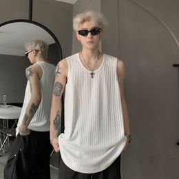 Round neck loose three-dimensional cut fashion women's clothing ice feeling lazy wind pit strip vest solid color couple vest sleeveless T-shirt undershirt Size S-3XL