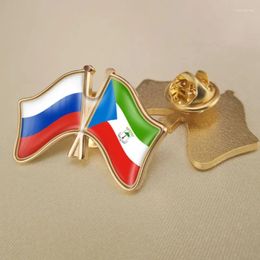 Brooches Russian Federation And Equatorial Guinea Crossed Double Friendship Flags Lapel Pins Brooch Badges