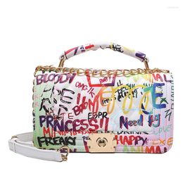 Shoulder Bags Graffiti Chain Bag For Women 2024 Luxury Designer Fashion Brand Colourful Crossbody Sac Main Femme