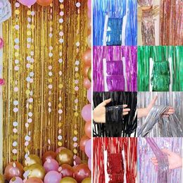 Party Decoration Glitter Foil Curtain 2M Shimmer Tassel Silver Rose Gold Backdrop Decorations For Baby Shower Birthday Wedding