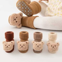 Детские носки 0-3y медведь детские туфли с мягкой подошвой плюс бархатные носки с полами и теплыми.