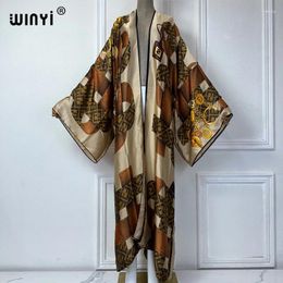 Summer Africa Kimono Bohemia Print Beach Cover Up Maxi Dress Cardigans Wear Women 2024 Abaya Dubai Luxury