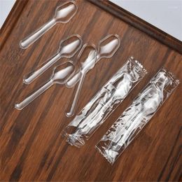 Disposable Flatware 100 Pcs Plastic Spoons Transparent Spoon Utensils For Jelly Ice Cream Dert Appetizer Kitchen Accories GH912