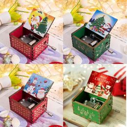 Decorative Figurines Merry Christmas Halloween Music Box Anime Theme Wooden Hand Cranked Musical Children Year Birthday Gift