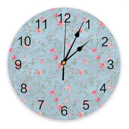 Wall Clocks Flowers Plants Roses Clock Living Room Home Decor Large Round Mute Quartz Table Bedroom Decoration Watch