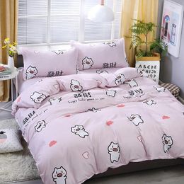 Bedding Sets Cartoon Pig 3/4pcs Geometric Pattern Bed Linings Duvet Cover Sheet Pillowcases Set