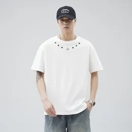 Men's T Shirts Summer Fashion Brand Short-Sleeved T-shirt Loose Design Sense Niche Embroidery Ice