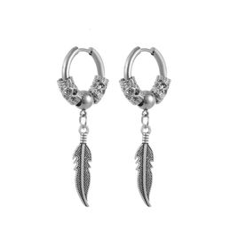 2024 Fashion Jewellery Stainless Steel Feather Pendant Delicate Lady Personality Charm Sparkle Earrings