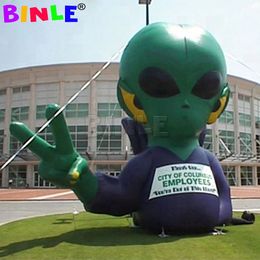 wholesale 8mH (26ft) with blower Outdoor event giant inflatable Alien with led lights,custom made UFO cartoon balloon for advertising