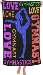 Towel Microfiber Gymnastics Beach Towels Colourful Love Gymnast On Black Bath For Adults Soft Quick Dry