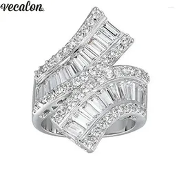 Cluster Rings Vecalon Princess 925 Sterling Silver Cross Ring 5A Zircon Cz Engagement Wedding Band For Women Bridal Finger Jewelry