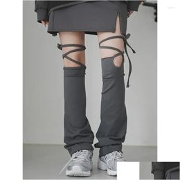 Socks Hosiery Women Japanese Jk Strap Leg Ers Ballet Style Y2K Warmers Lolita Long Cross Grey Spicy Girl Pile Up Boot Cuffs Drop D Dhhrx