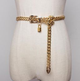 Belts 2022 Gold Chain Belt Lock Metal For Women Cuban Key Chains Silver Punks Dress Waistband Long Ketting Riem Cummerbunds2555028