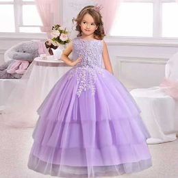 Girl's Dresses Youth girl long skirt 4-14 years old childrens bridesmaid childrens clothing princess party wedding dance dresses official occ Y240514