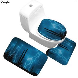 Bath Mats Bathroom Floor Mat Anti Slip Toilet Seat Cover Set Microfiber Carpet Shower Room Rugs Absorbent Foot