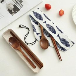 Chopsticks Creative Portable Solid Wood Set Children's Fine Sushi Wooden Kitchen Accessories Spoon