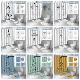 Shower Curtains Sketch Bath Men And Women Faucet Picture Waterproof Curtain Bathroom Non-slip Mat Toilet U-shaped Cushion Cover